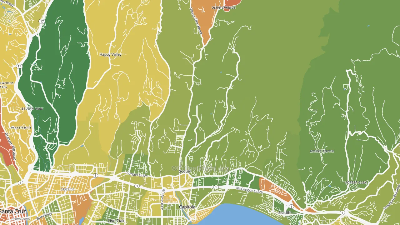 Soquel, CA Map of Murder Rates