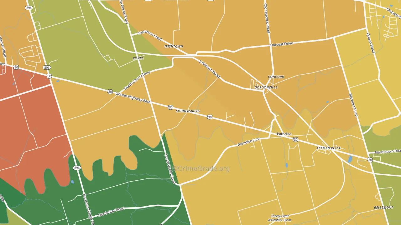 Soudersburg, PA Map of Murder Rates