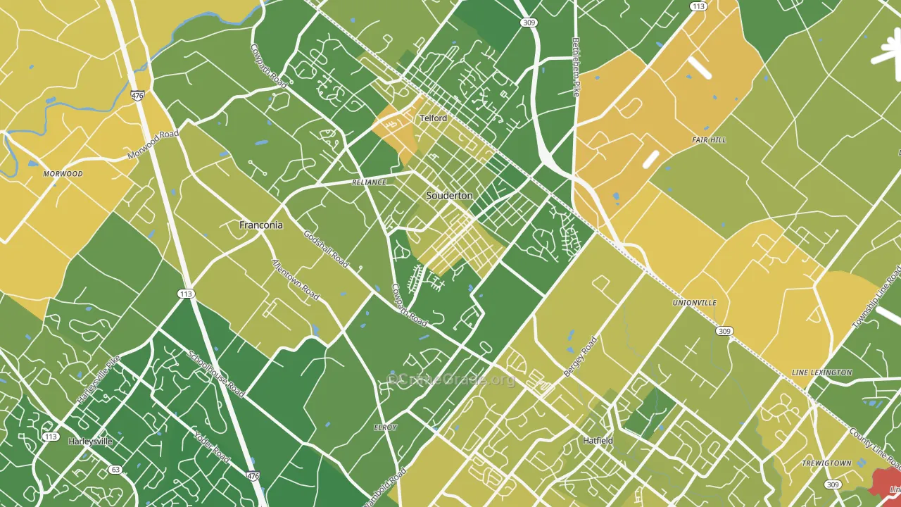Souderton, PA Map of Murder Rates