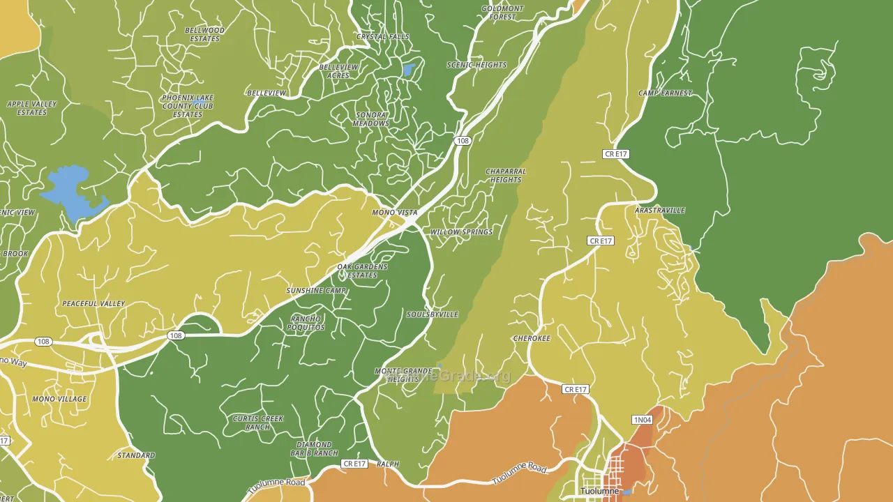 Soulsbyville, CA Map of Murder Rates