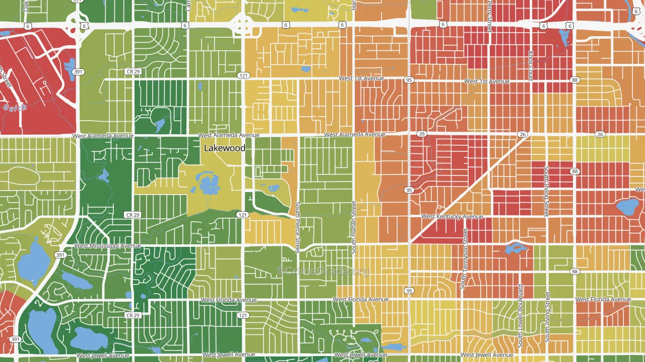 South Alameda, Lakewood, CO Map of Murder Rates