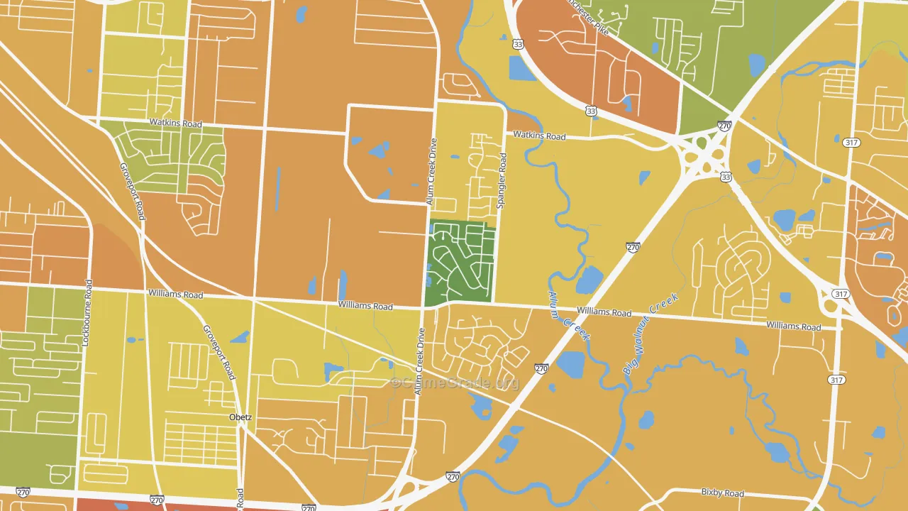 South Alum Creek, Columbus, OH Map of Murder Rates