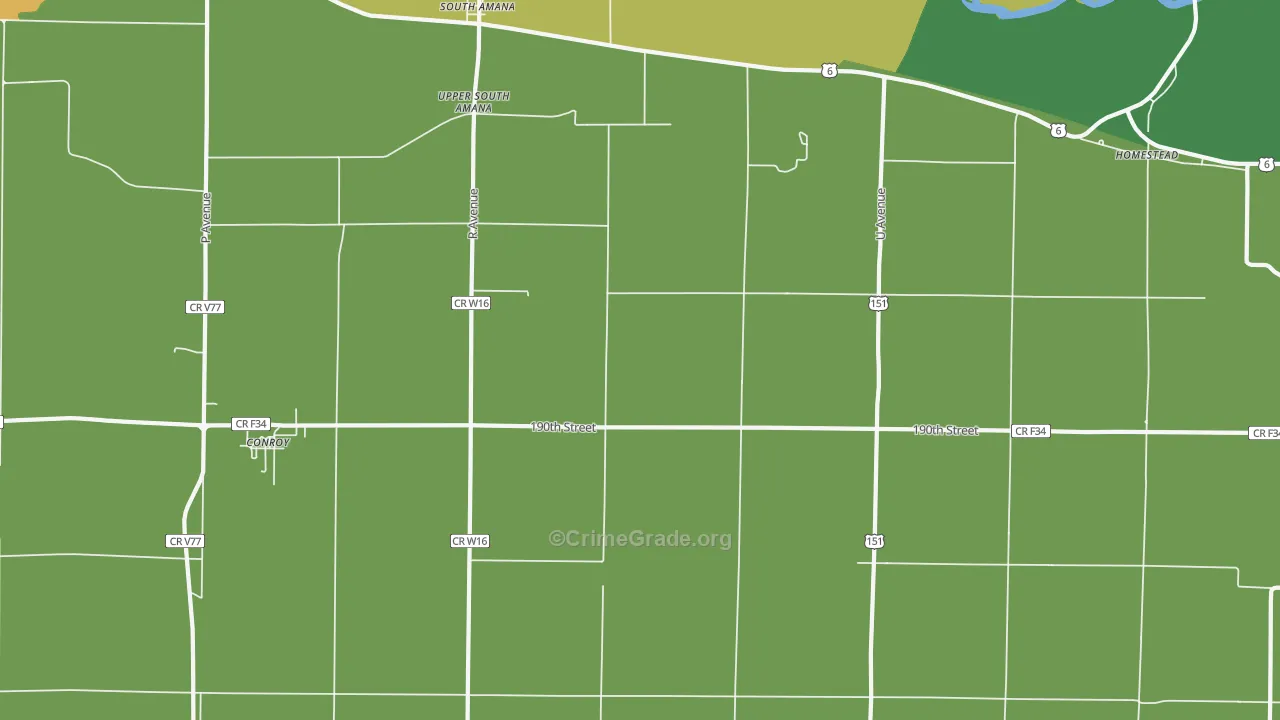South Amana, IA Map of Murder Rates