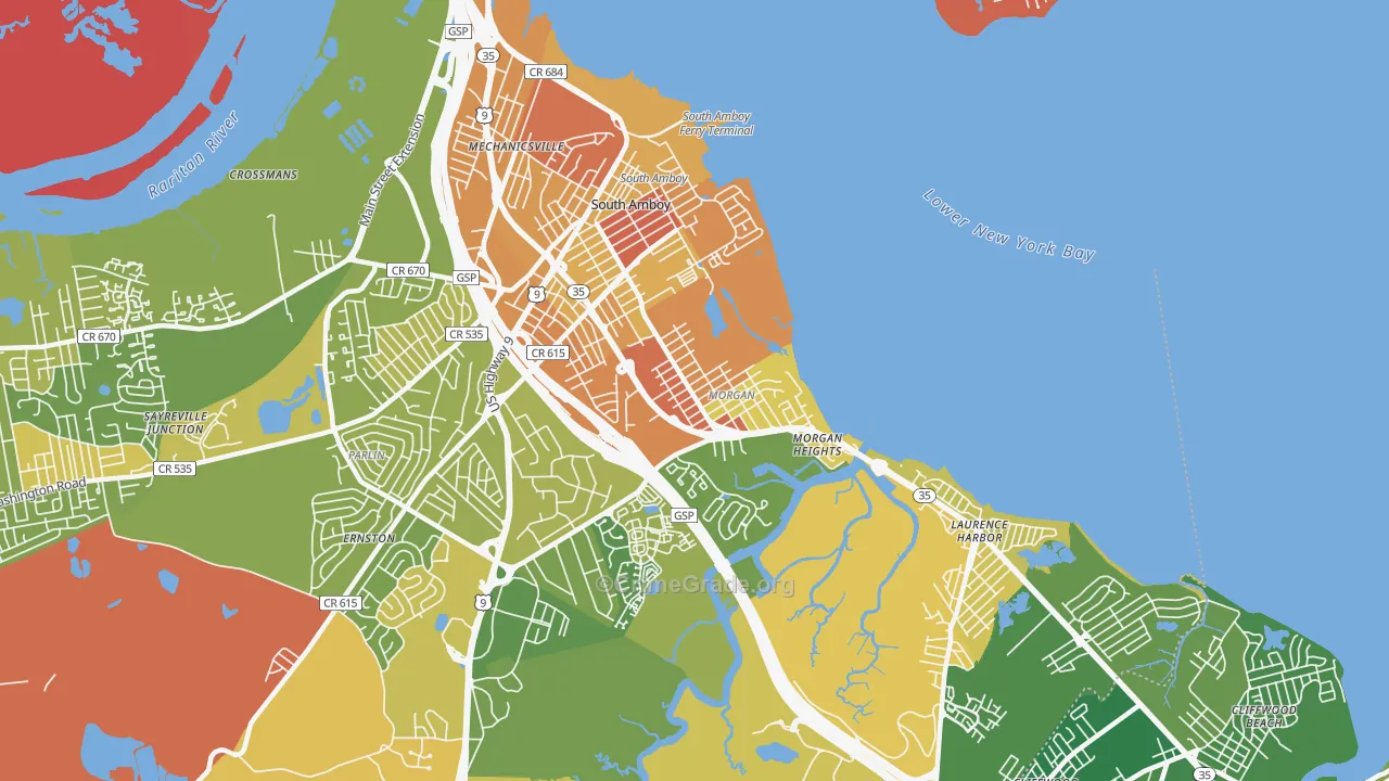 South Amboy, NJ Map of Murder Rates