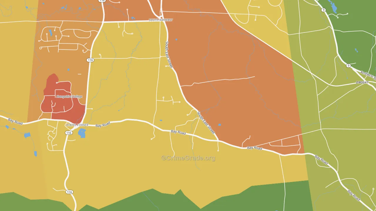 South Amherst, MA Map of Murder Rates