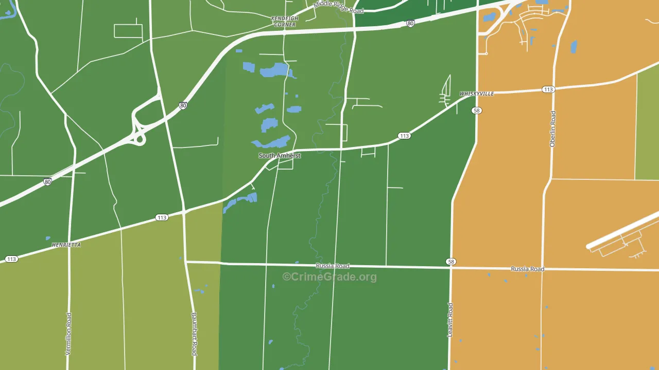 South Amherst, OH Map of Murder Rates