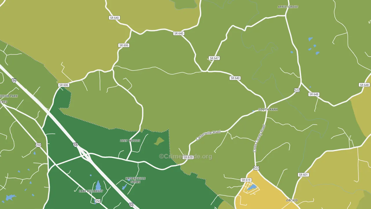 South Anna, VA Map of Murder Rates
