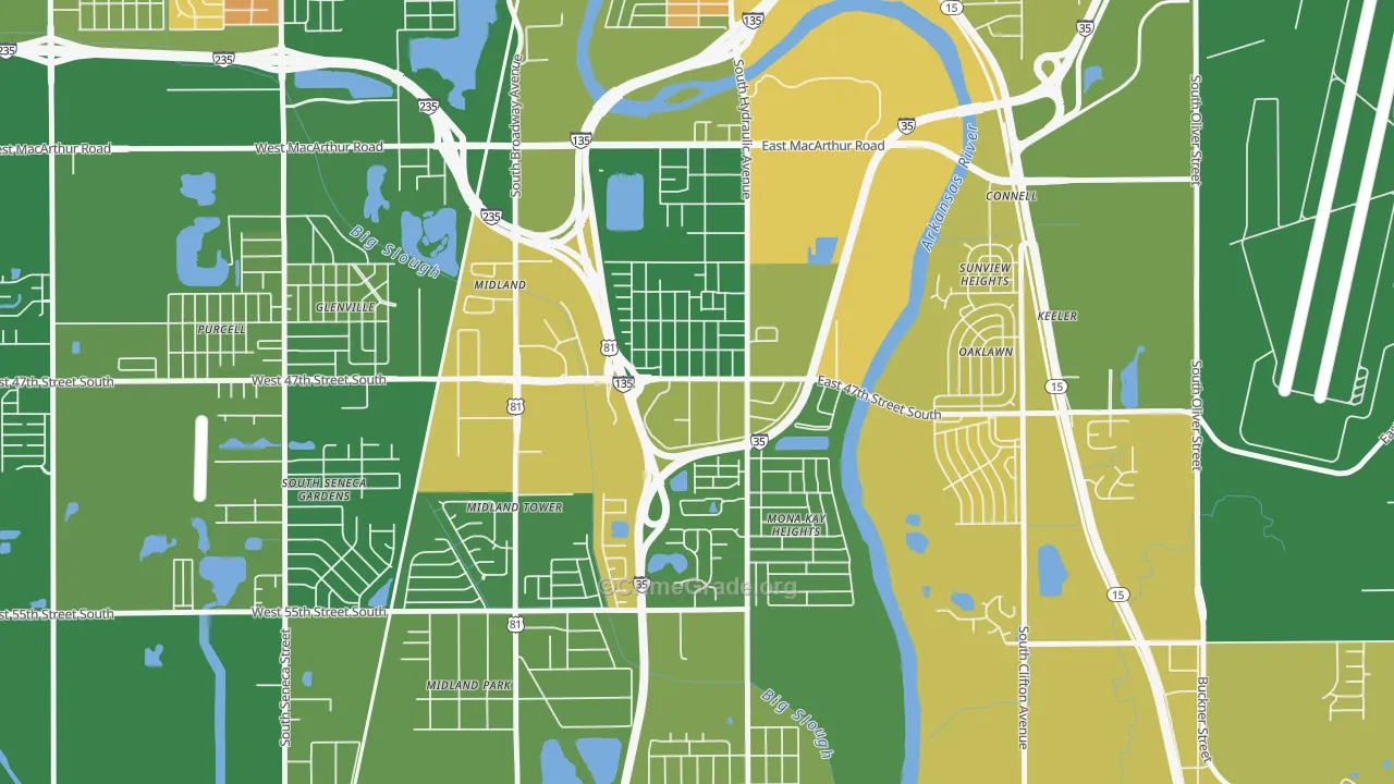 South Area, Wichita, KS Map of Murder Rates