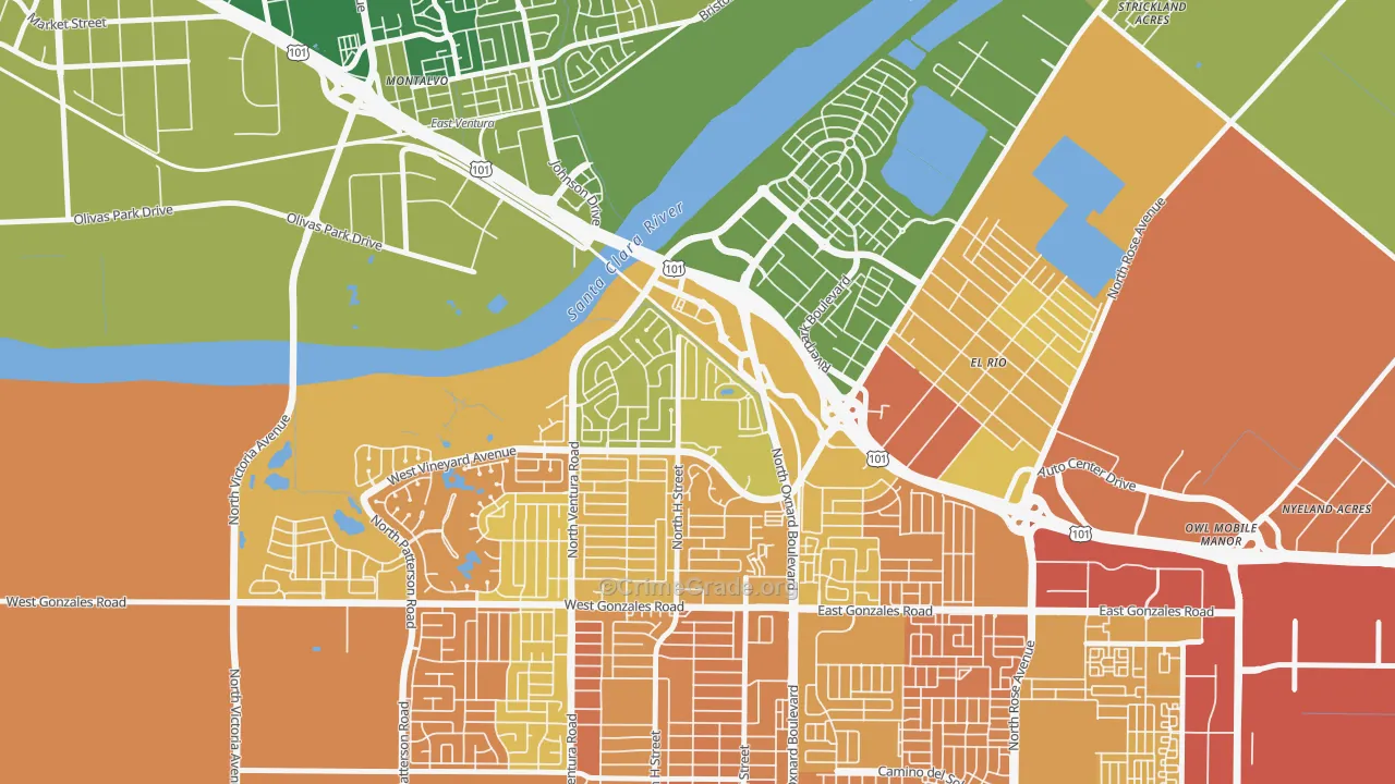 South Bank, Oxnard, CA Map of Murder Rates