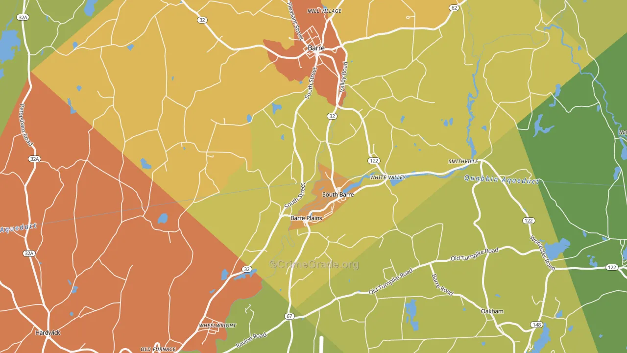 South Barre, MA Map of Murder Rates