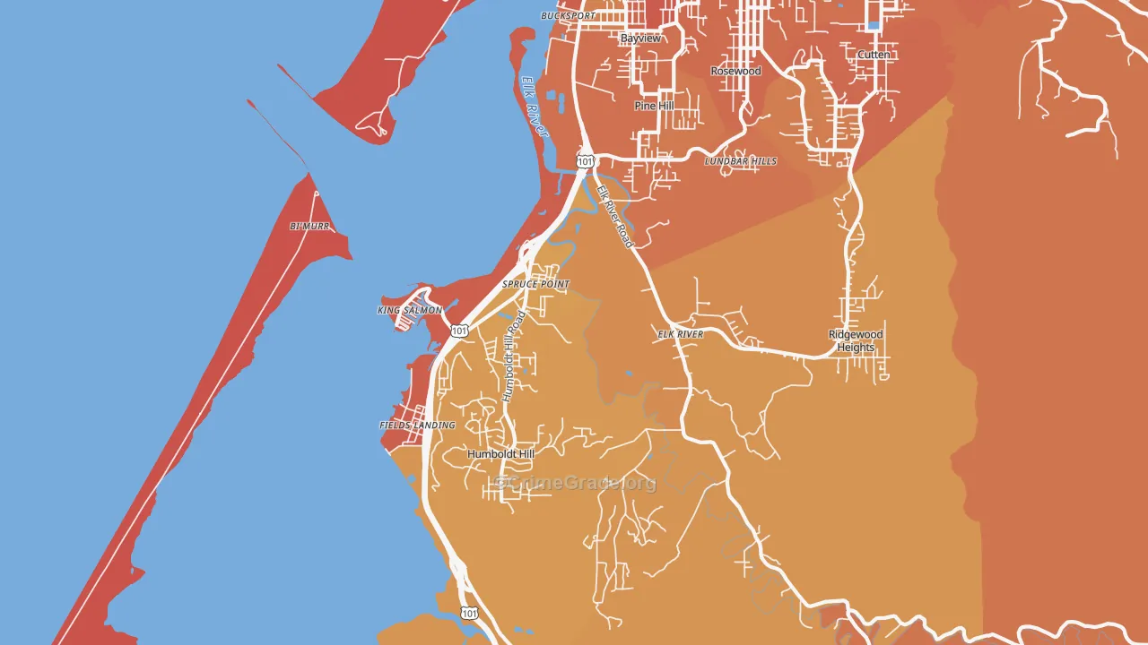 South Bay, Eureka, CA Map of Murder Rates