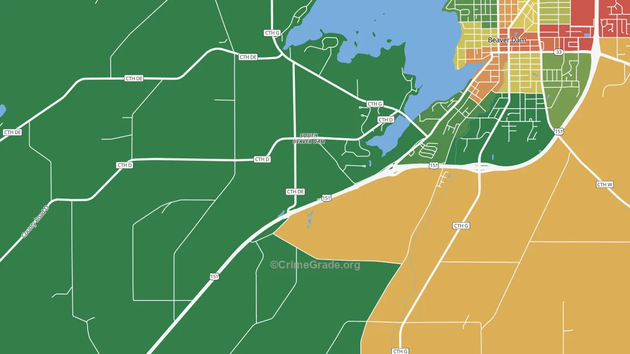 South Beaver Dam, WI Map of Murder Rates