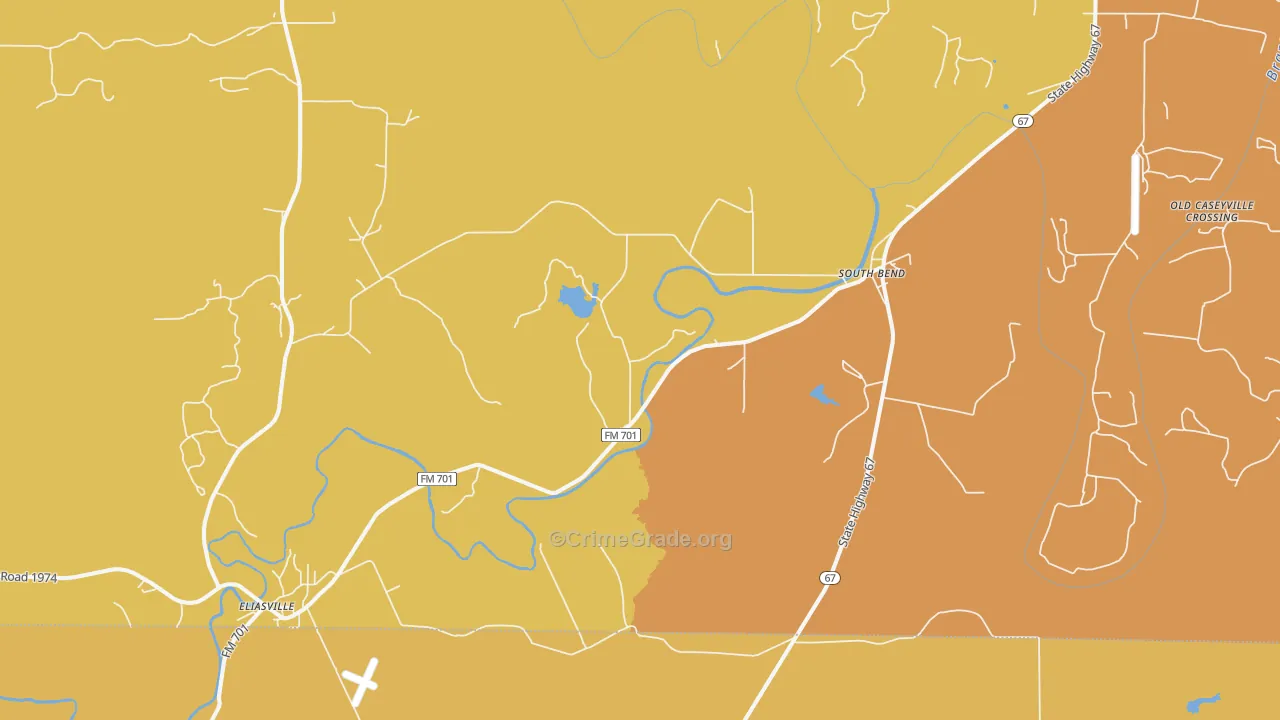 South Bend, TX Map of Murder Rates