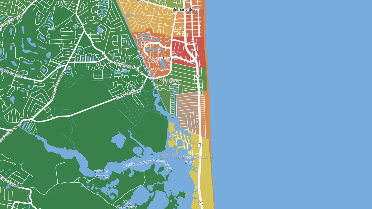 South Bethany, DE Map of Murder Rates