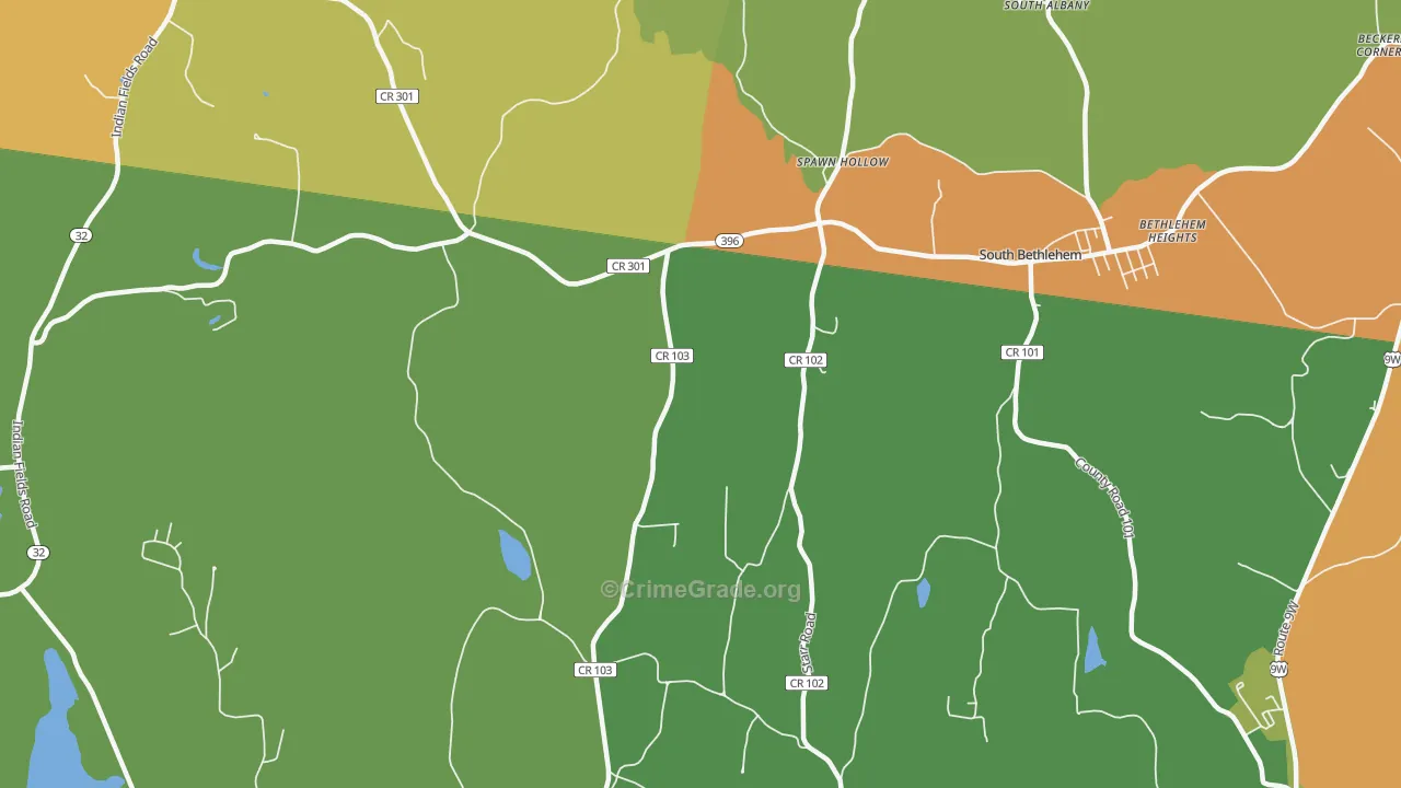 South Bethlehem, NY Map of Murder Rates