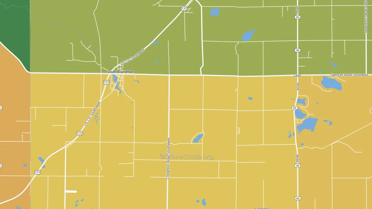 South Boardman, MI Map of Murder Rates