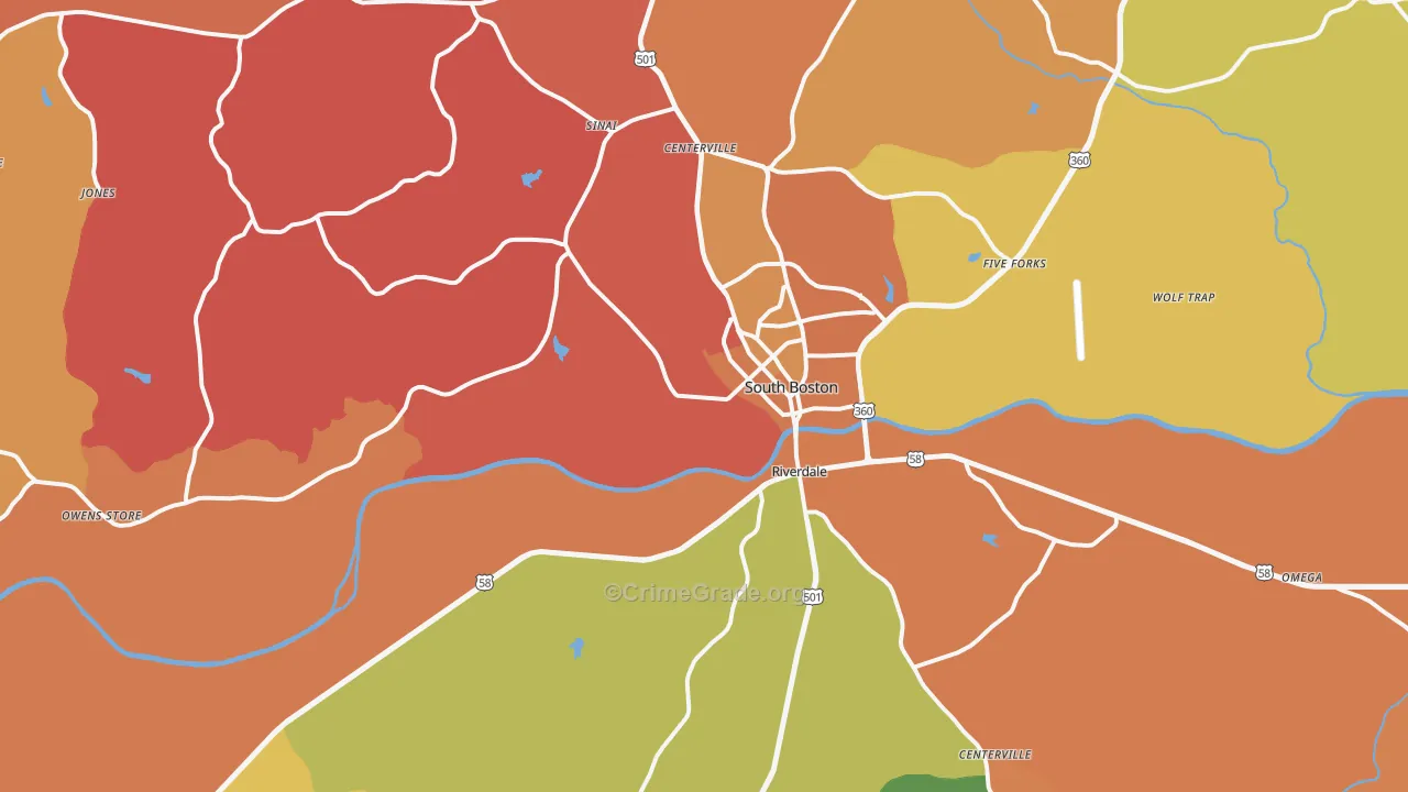 South Boston, VA Map of Murder Rates