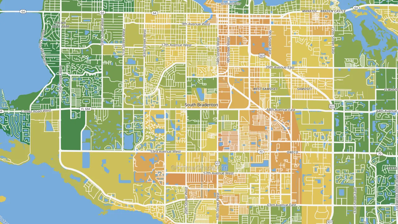 South Bradenton, FL Map of Murder Rates