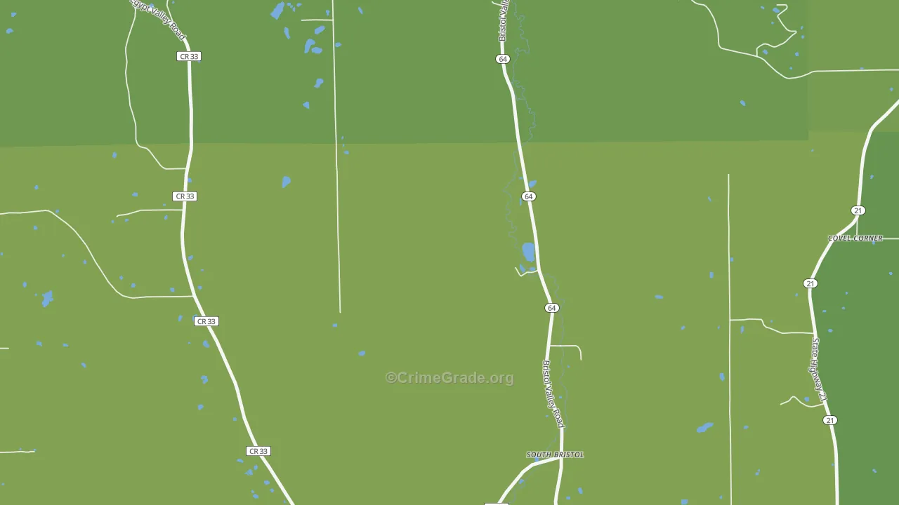 South Bristol, NY Map of Murder Rates