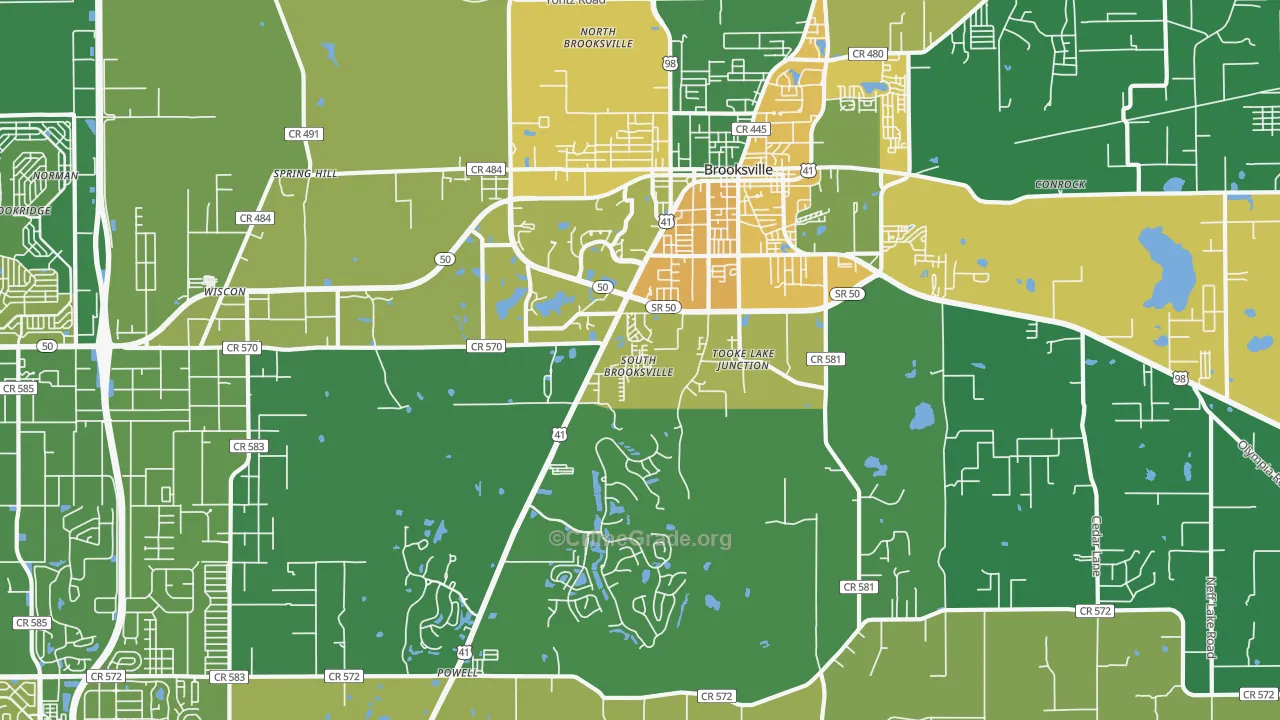 South Brooksville, FL Map of Murder Rates