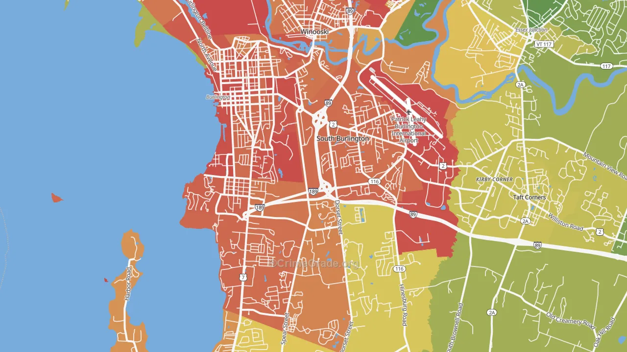South Burlington, VT Map of Murder Rates