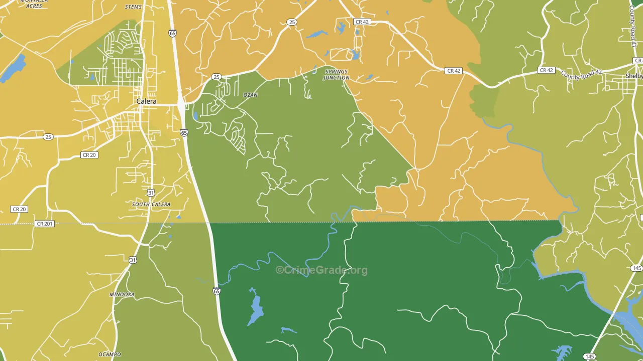 South Calera, AL Map of Murder Rates