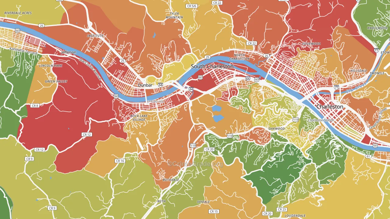 South Charleston, WV Map of Murder Rates