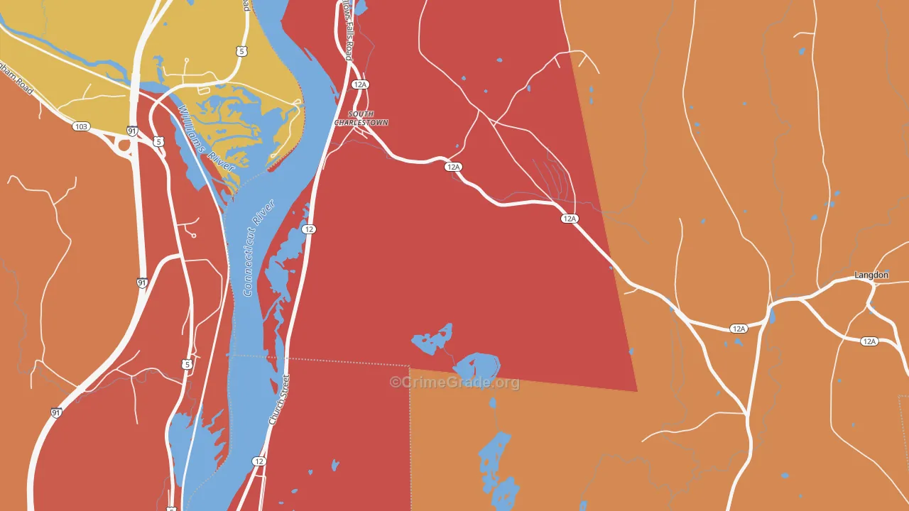 South Charlestown, NH Map of Murder Rates