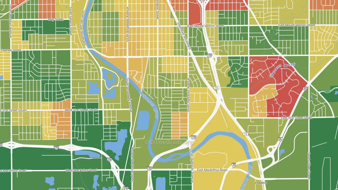 South City Community, Wichita, KS Map of Murder Rates