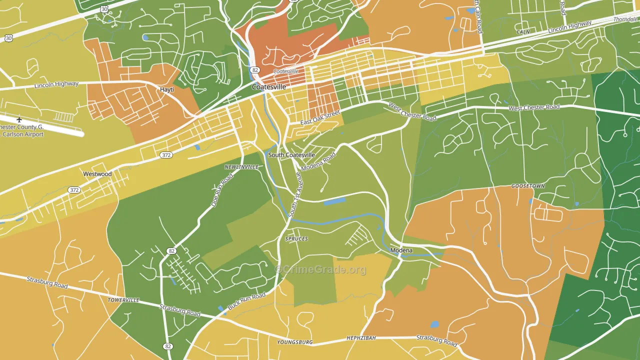 South Coatesville, PA Map of Murder Rates
