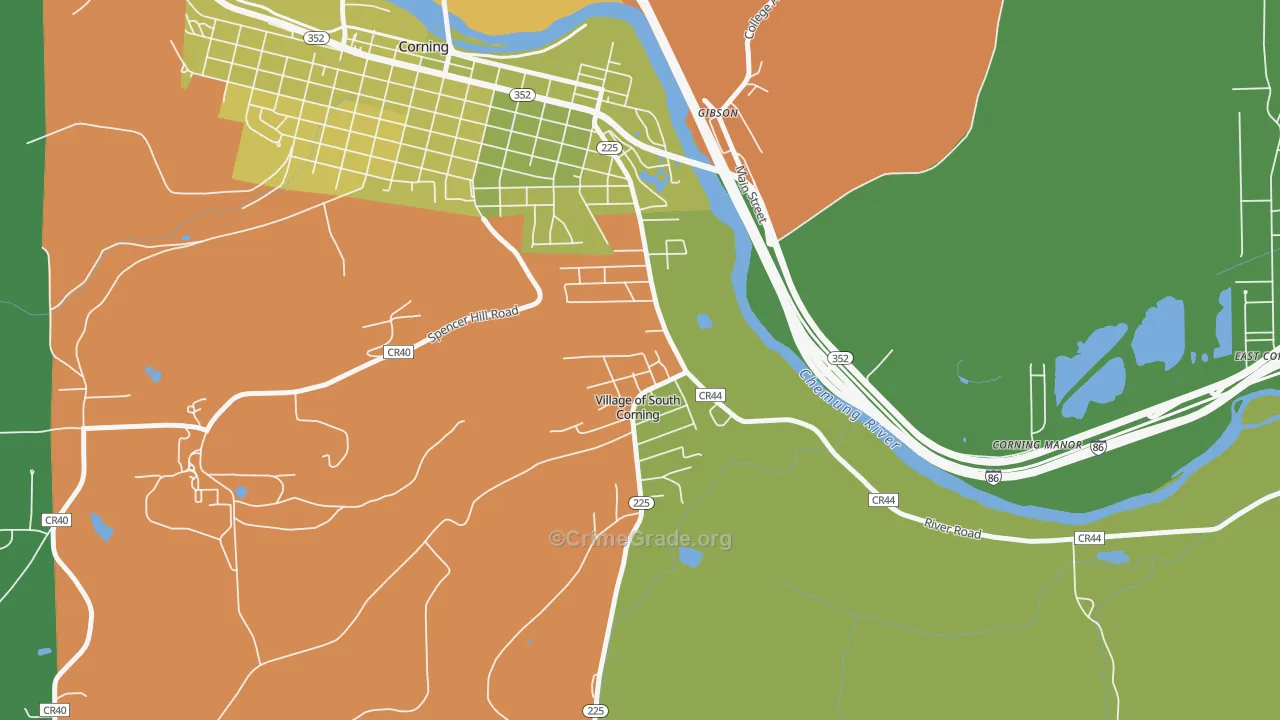 South Corning, NY Map of Murder Rates