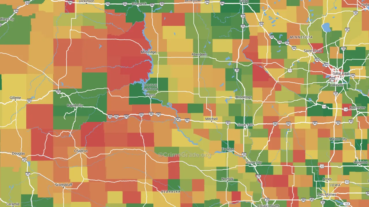 South Dakota Map of Murder Rates