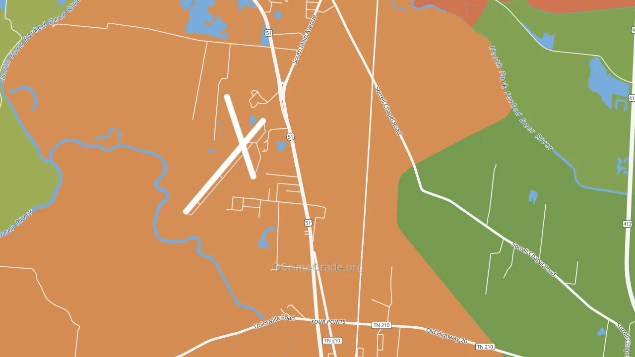 South Dyersburg, TN Map of Murder Rates