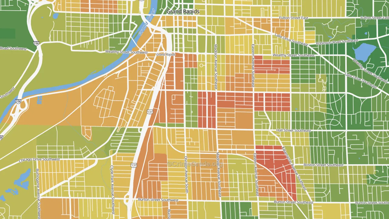 South East Community, Grand Rapids, MI Map of Murder Rates