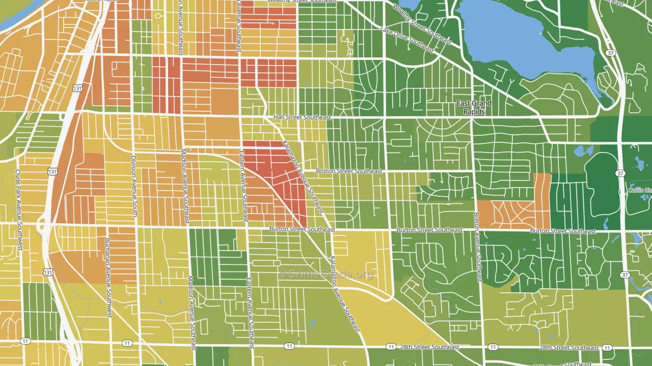 South East End, Grand Rapids, MI Map of Murder Rates