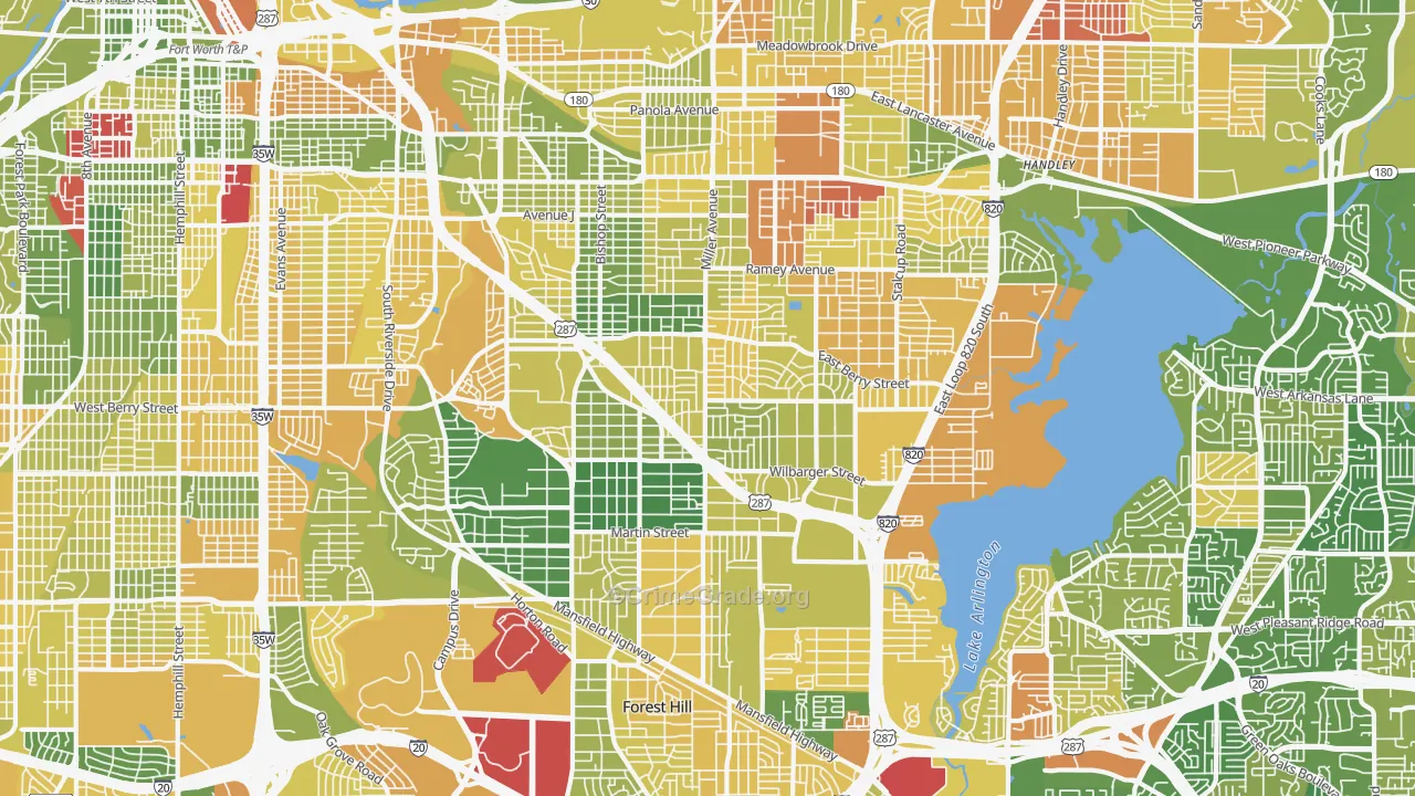 South East, Fort Worth, TX Map of Murder Rates