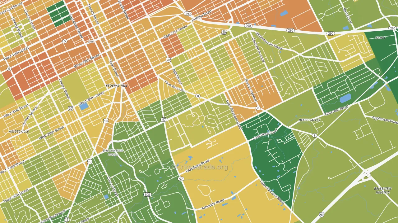 South East Hills, Erie, PA Map of Murder Rates