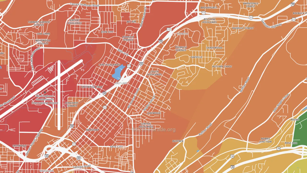 South East Lake, Birmingham, AL Map of Murder Rates
