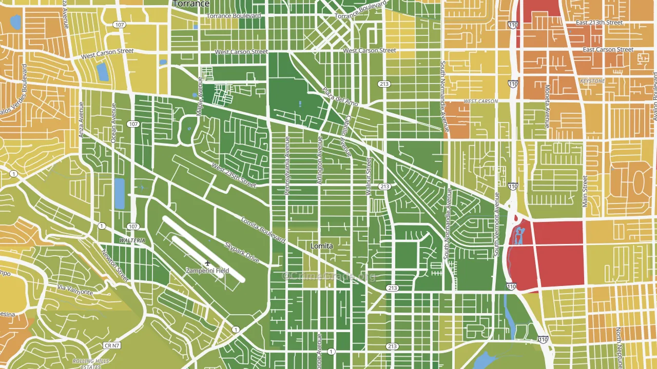 South East Torrance, Torrance, CA Map of Murder Rates