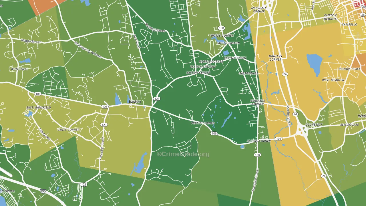 South Easton, MA Map of Murder Rates