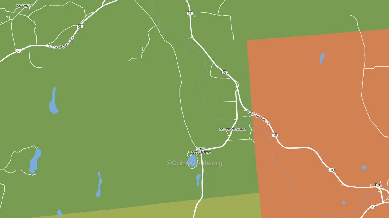 South Edwards, NY Map of Murder Rates