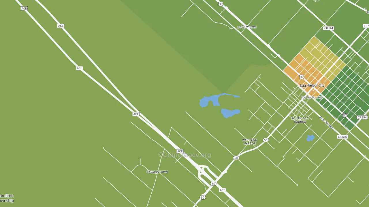 South Egg Harbor, NJ Map of Murder Rates