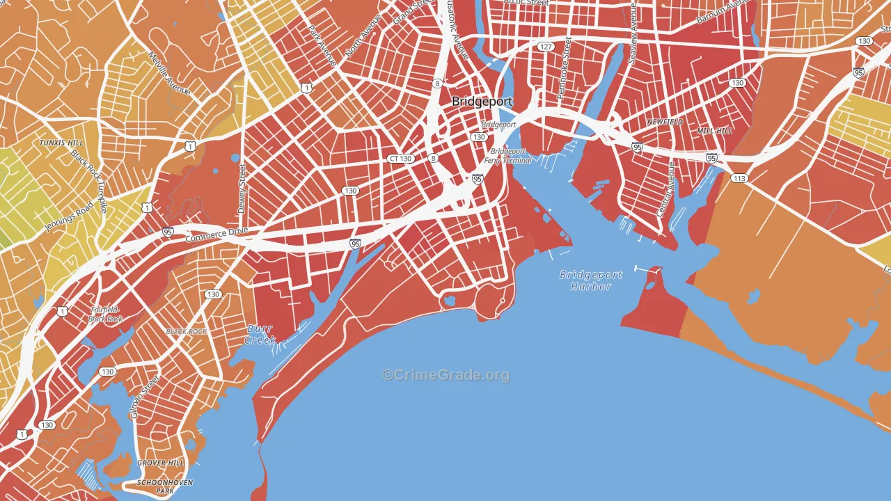 South End, Bridgeport, CT Map of Murder Rates