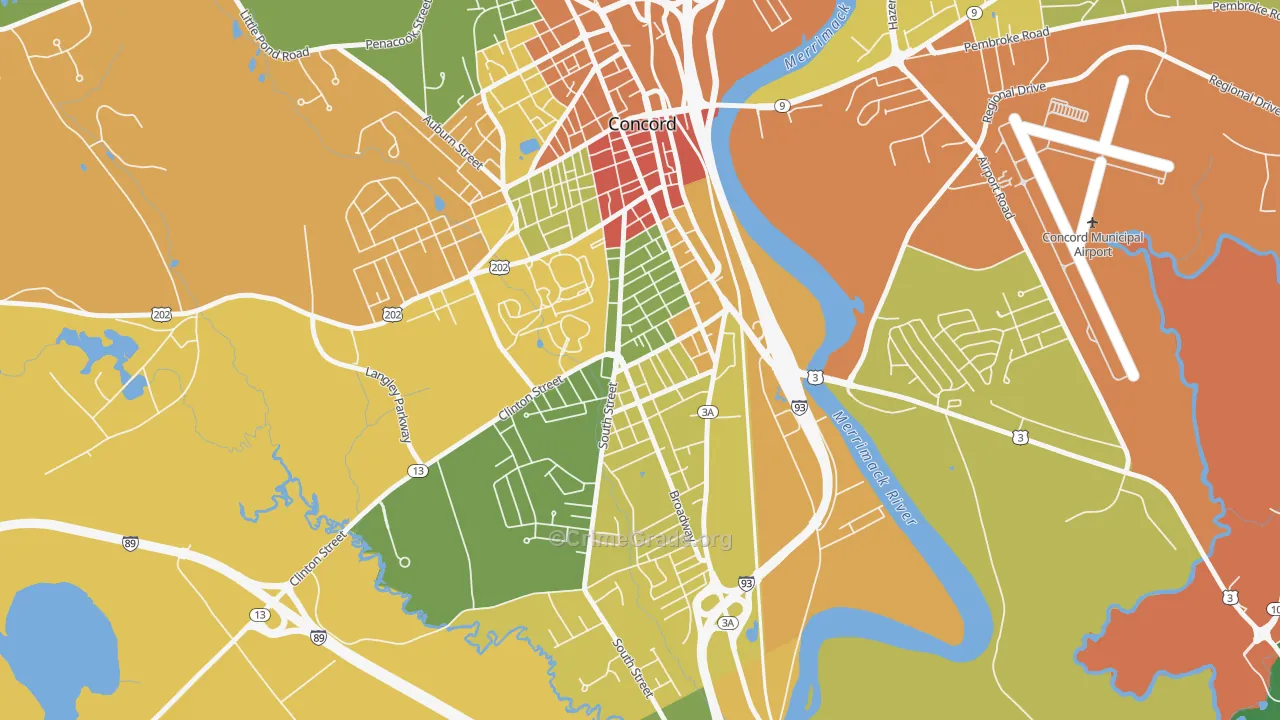 South End, Concord, NH Map of Murder Rates