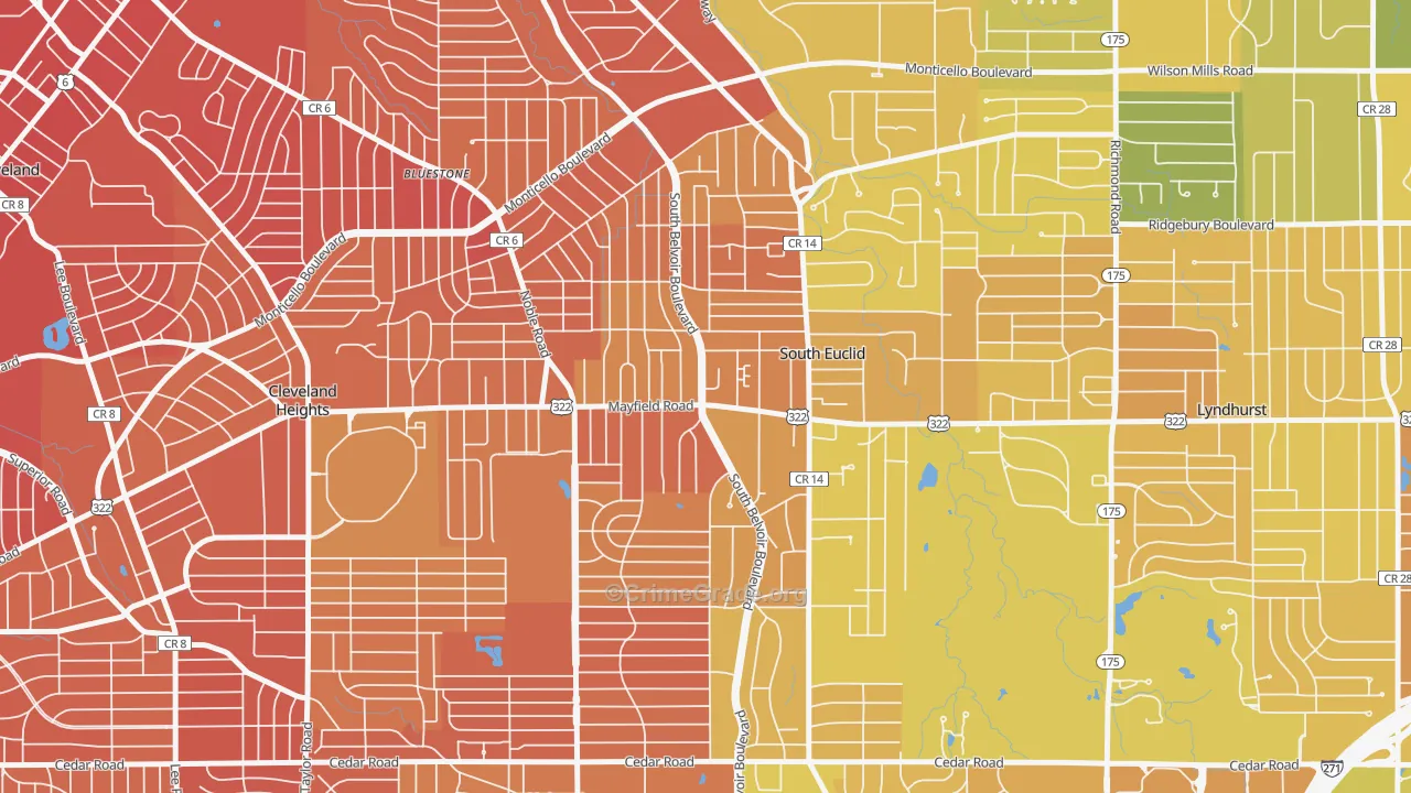 South Euclid, OH Map of Murder Rates