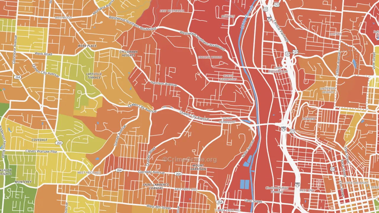 South Fairmount, Cincinnati, OH Map of Murder Rates