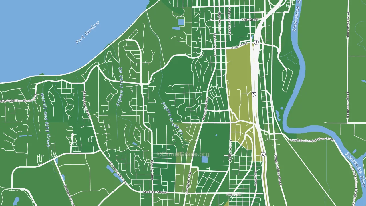 South Forest Park, Everett, WA Map of Murder Rates