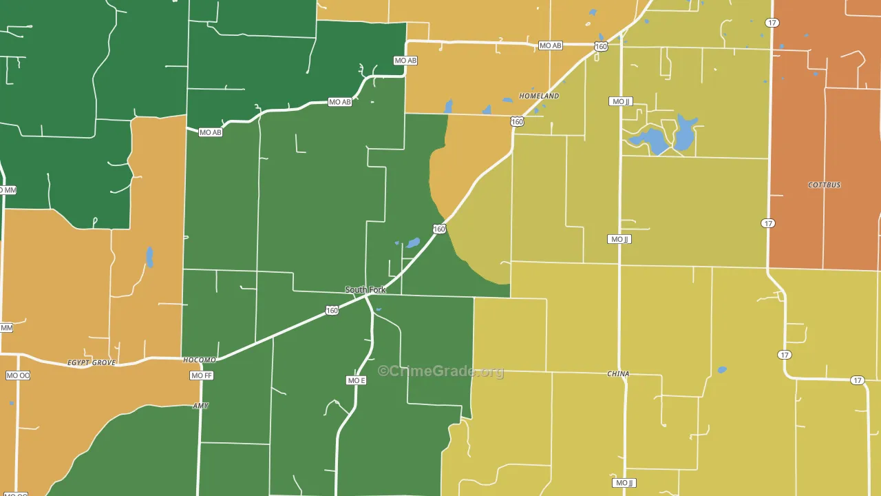 South Fork, MO Map of Murder Rates