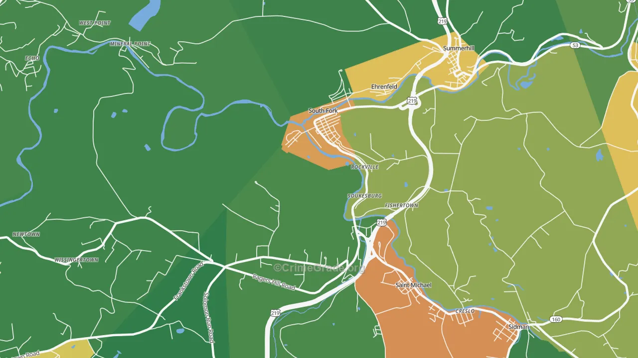 South Fork, PA Map of Murder Rates