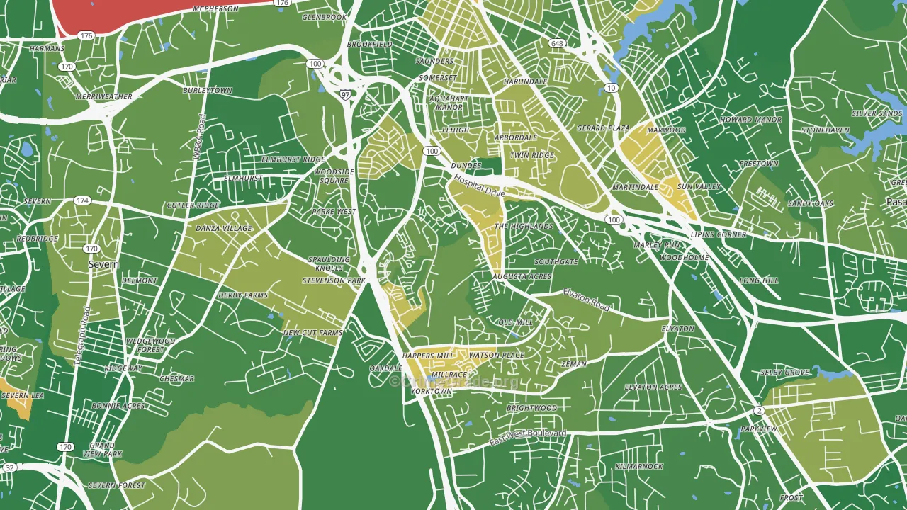 South Gate, Glen Burnie, MD Map of Murder Rates